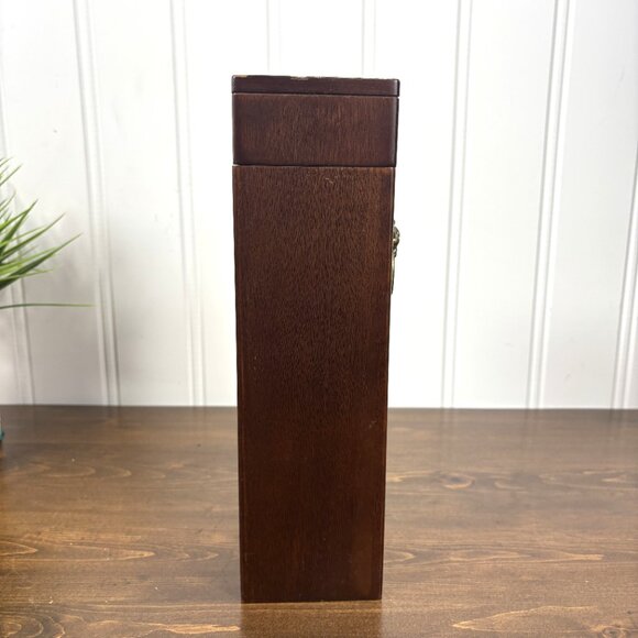 Vintage Wood Gift Box for Wine Bottle Bombay Company Wood Box with Brass Handle - Picture 6 of 15